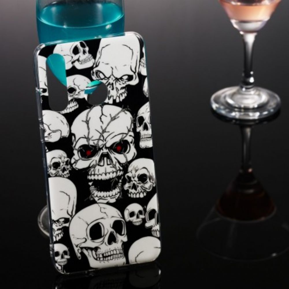Handyhülle Für Huawei P30 Lite Vorsicht Vor Fluoreszierenden Schädeln