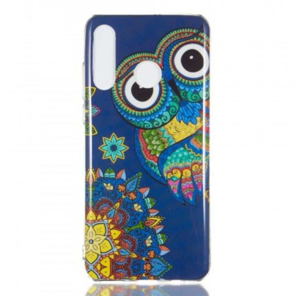 Hülle Für Huawei P30 Lite Fluoreszierendes Eulen-mandala