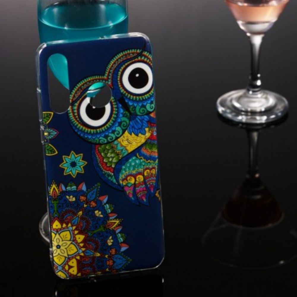 Hülle Für Huawei P30 Lite Fluoreszierendes Eulen-mandala
