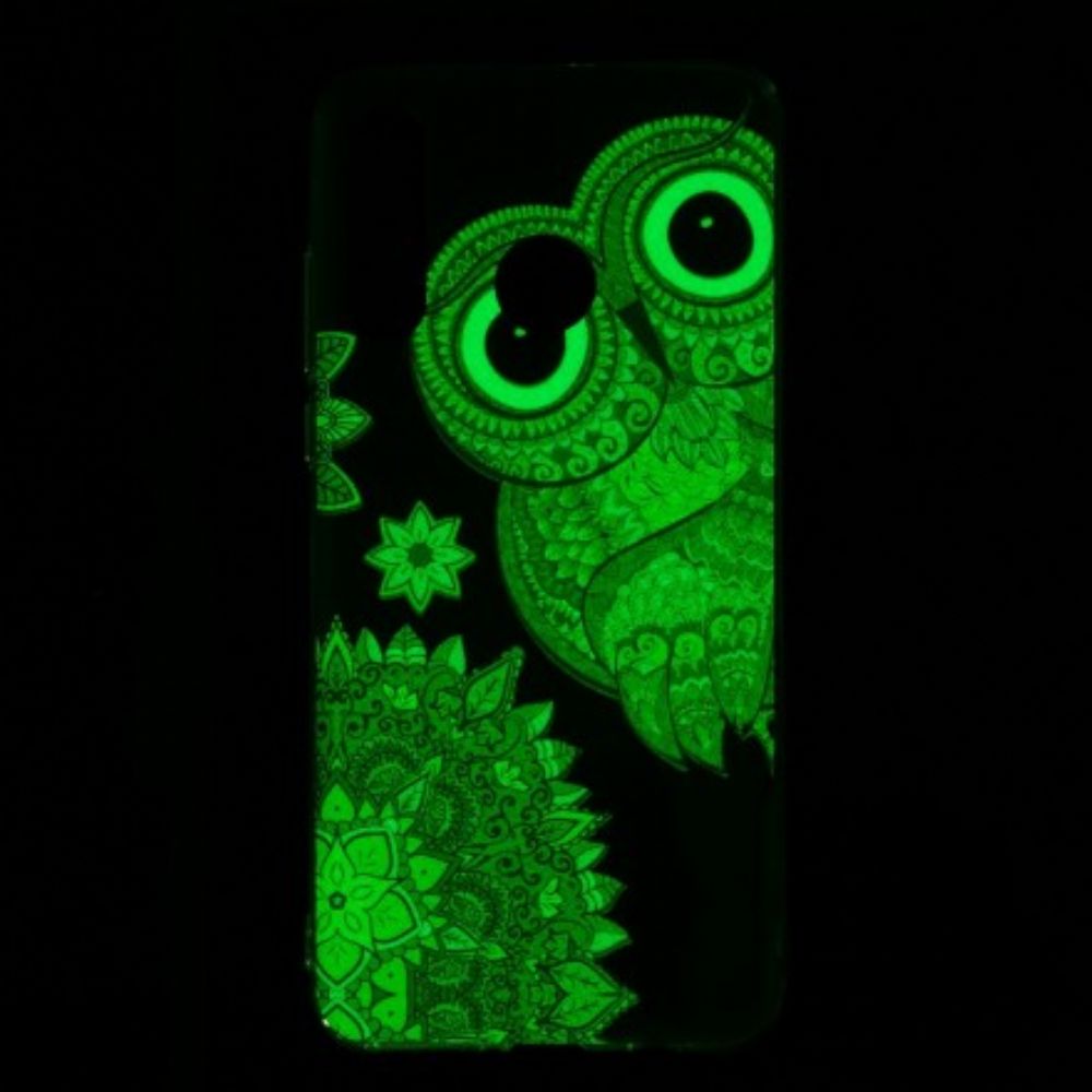 Hülle Für Huawei P30 Lite Fluoreszierendes Eulen-mandala