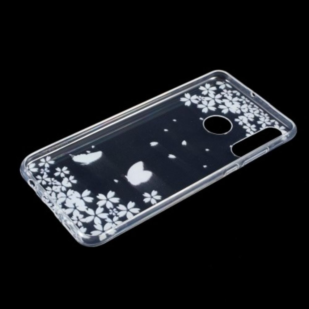 Hülle Für Huawei P30 Lite Transparente Schmetterlinge Und Blütenblätter
