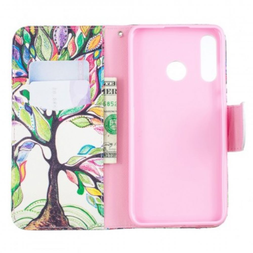 Lederhüllen Für Huawei P30 Lite Farbiger Baum