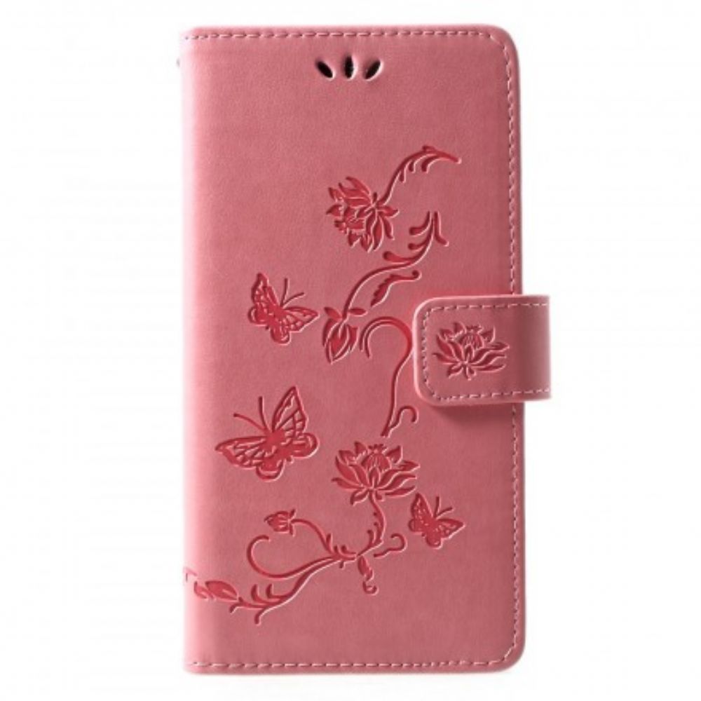 Lederhüllen Für Huawei P30 Lite Mit Kordel Tanga Schmetterlinge Und Blumen