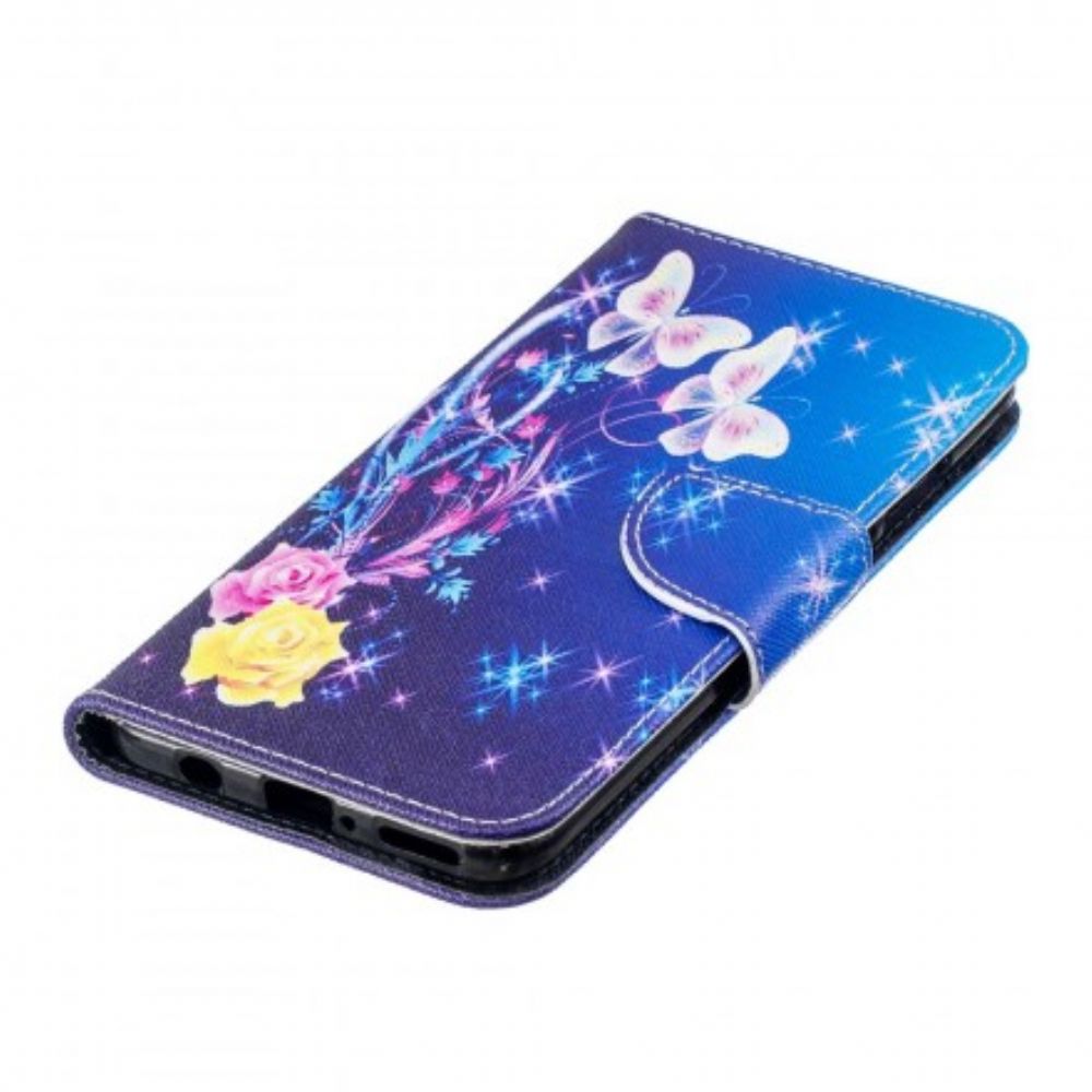 Lederhüllen Für Huawei P30 Lite Schmetterlinge In Der Nacht