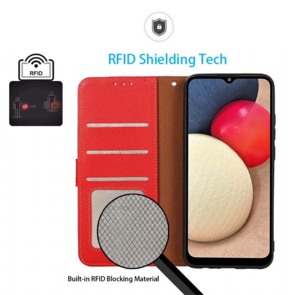 Flip Case Für Samsung Galaxy A13 5G / A04s Rfid-khazneh Im Litschi-stil