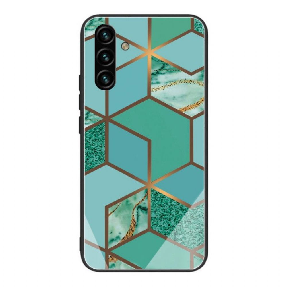 Handyhülle Für Samsung Galaxy A13 5G / A04s Geometrie Marmor Gehärtetes Glas