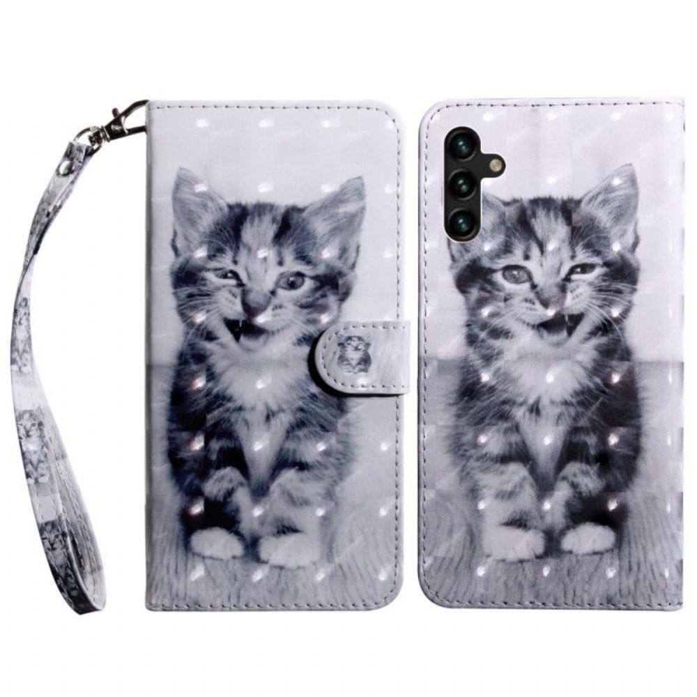 Lederhüllen Für Samsung Galaxy A13 5G / A04s Schwarz-weiße Katze