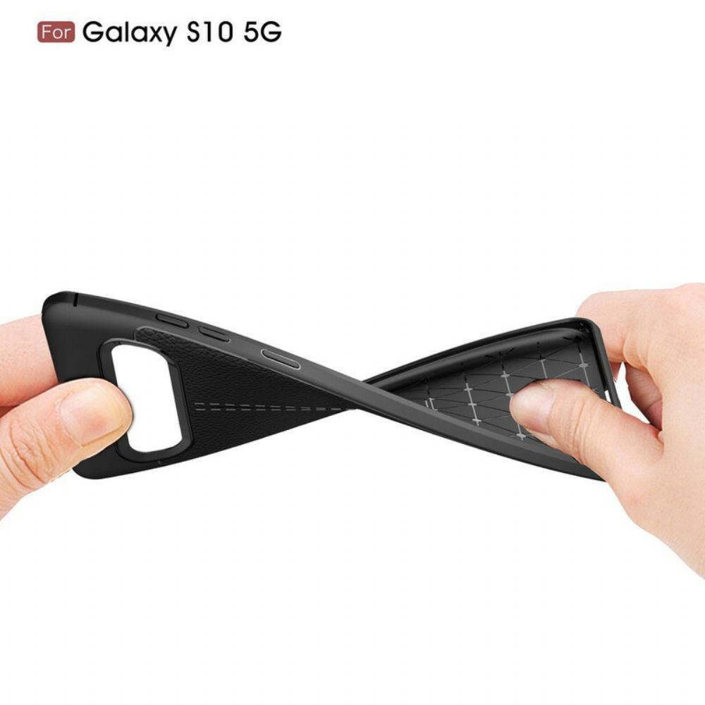 Handyhülle Für Samsung Galaxy S10 5G Doppellinie Litschi-leder-effekt