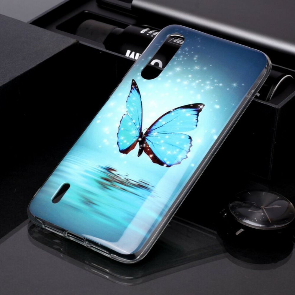 Hülle Für Xiaomi Mi A3 Fluoreszierender Blauer Schmetterling