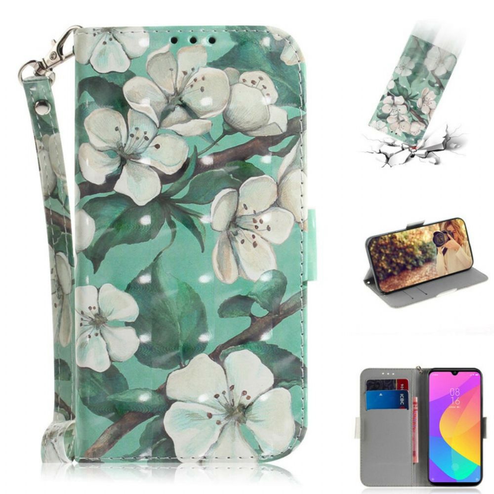 Lederhüllen Für Xiaomi Mi A3 Mit Kordel Tanga Blumenzweig