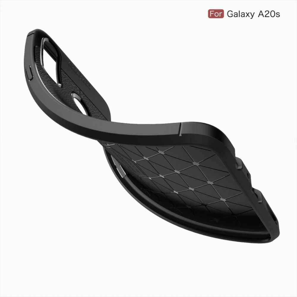 Hülle Für Samsung Galaxy A20s Doppellinie Litschi-leder-effekt