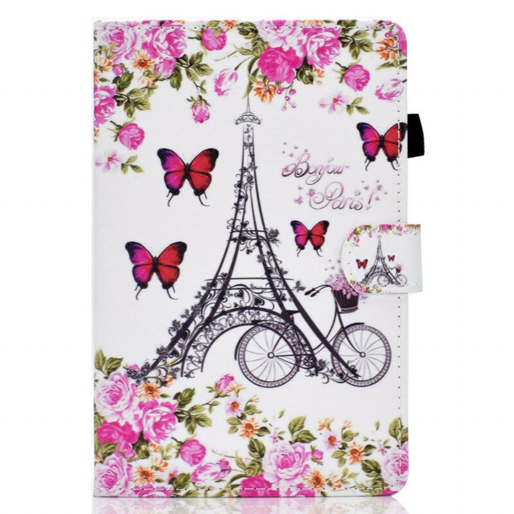 Flip Case Für Samsung Galaxy Tab S7 / Tab S8 Eiffelturm-fahrrad