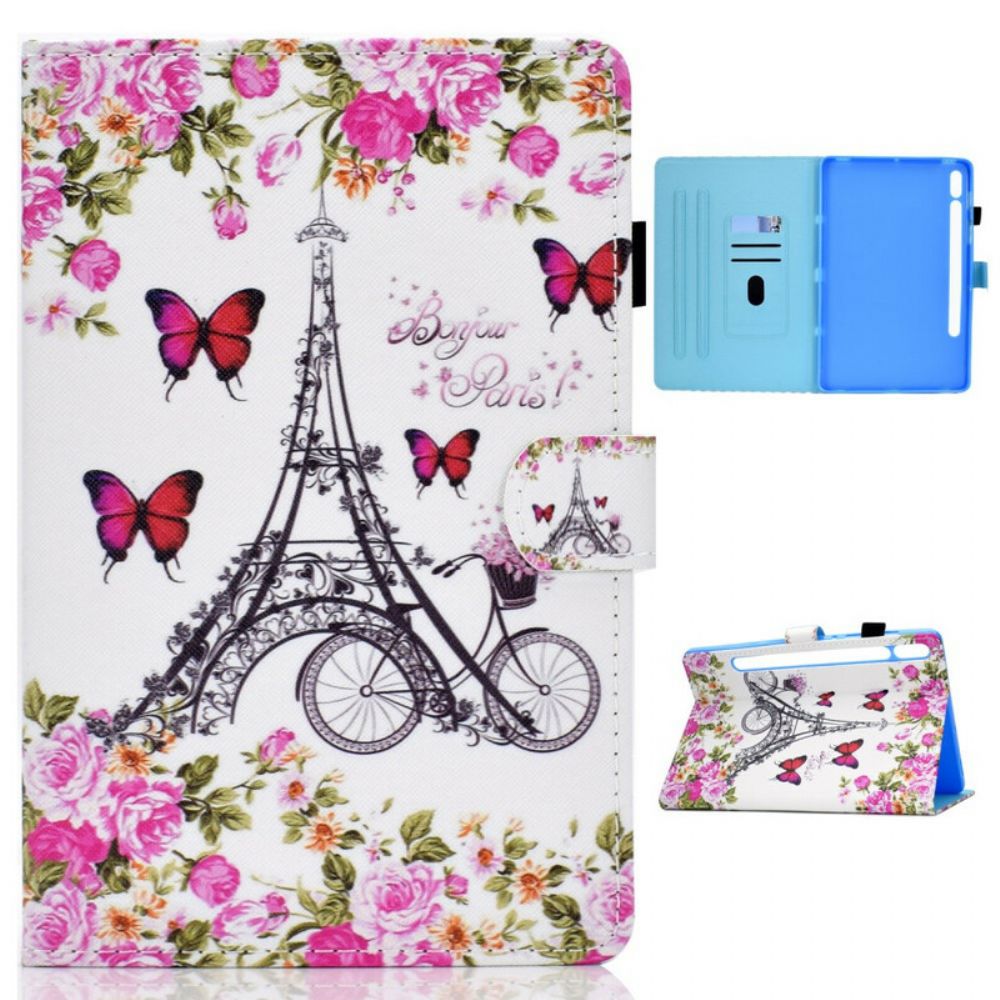 Flip Case Für Samsung Galaxy Tab S7 / Tab S8 Eiffelturm-fahrrad