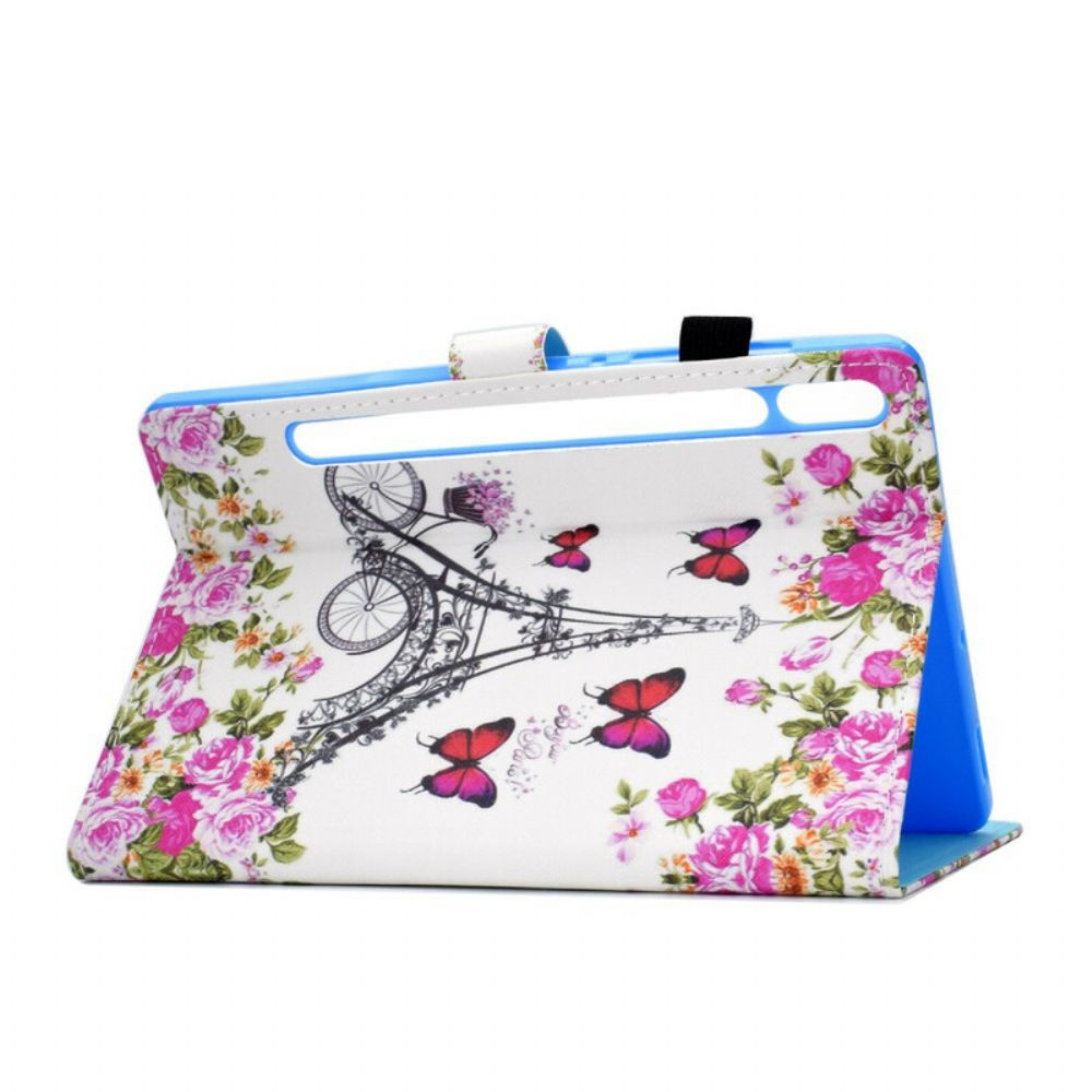 Flip Case Für Samsung Galaxy Tab S7 / Tab S8 Eiffelturm-fahrrad