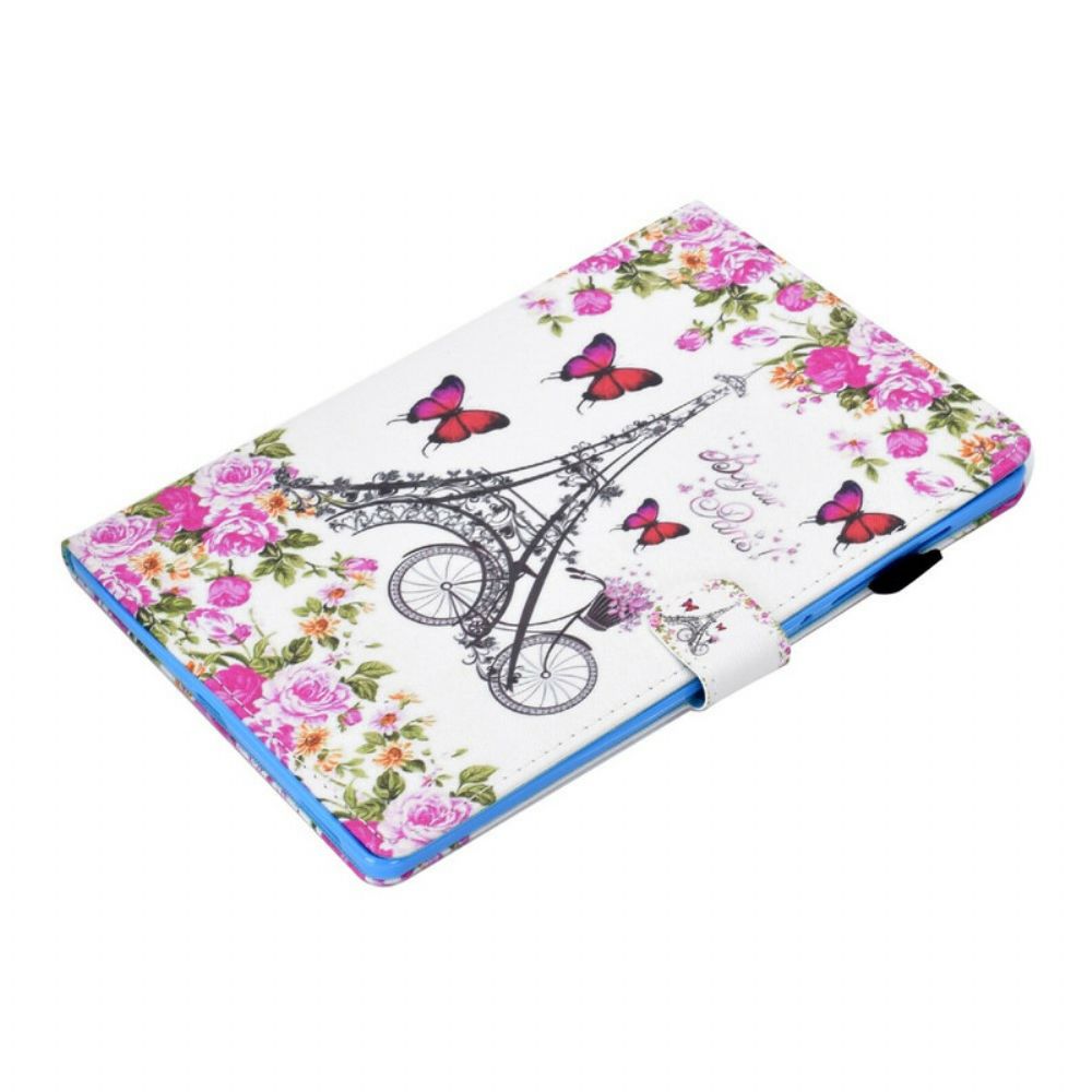Flip Case Für Samsung Galaxy Tab S7 / Tab S8 Eiffelturm-fahrrad