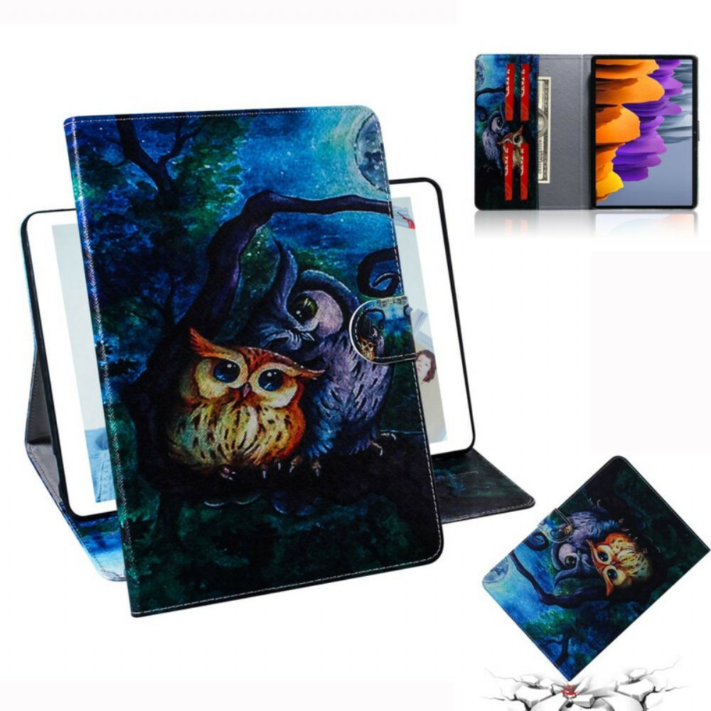 Flip Case Für Samsung Galaxy Tab S7 / Tab S8 Eulenmalerei