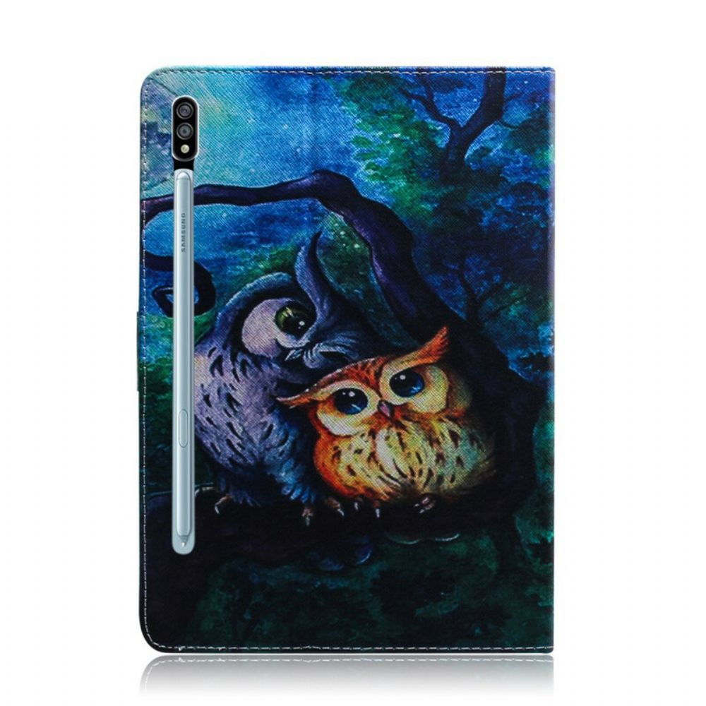 Flip Case Für Samsung Galaxy Tab S7 / Tab S8 Eulenmalerei