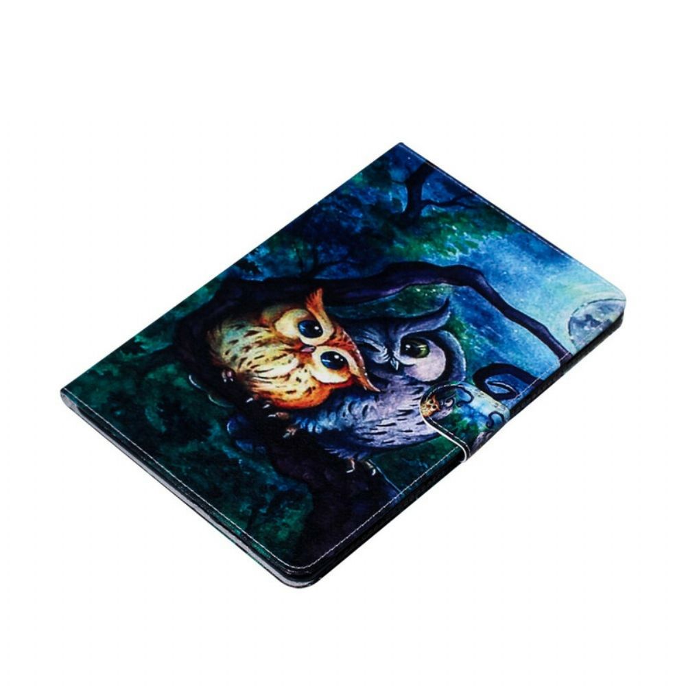 Flip Case Für Samsung Galaxy Tab S7 / Tab S8 Eulenmalerei