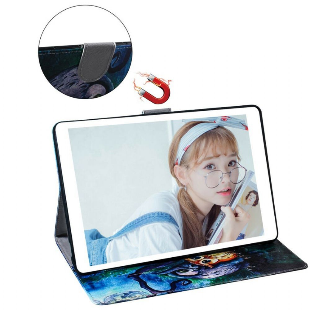 Flip Case Für Samsung Galaxy Tab S7 / Tab S8 Eulenmalerei