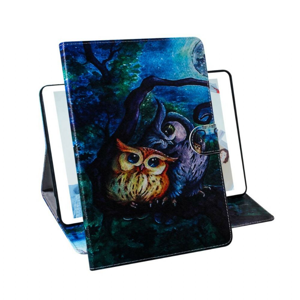 Flip Case Für Samsung Galaxy Tab S7 / Tab S8 Eulenmalerei