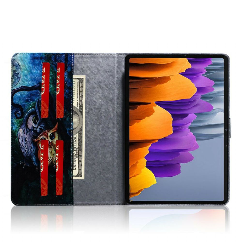 Flip Case Für Samsung Galaxy Tab S7 / Tab S8 Eulenmalerei