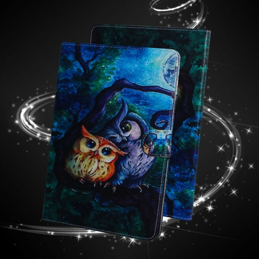 Flip Case Für Samsung Galaxy Tab S7 / Tab S8 Eulenmalerei