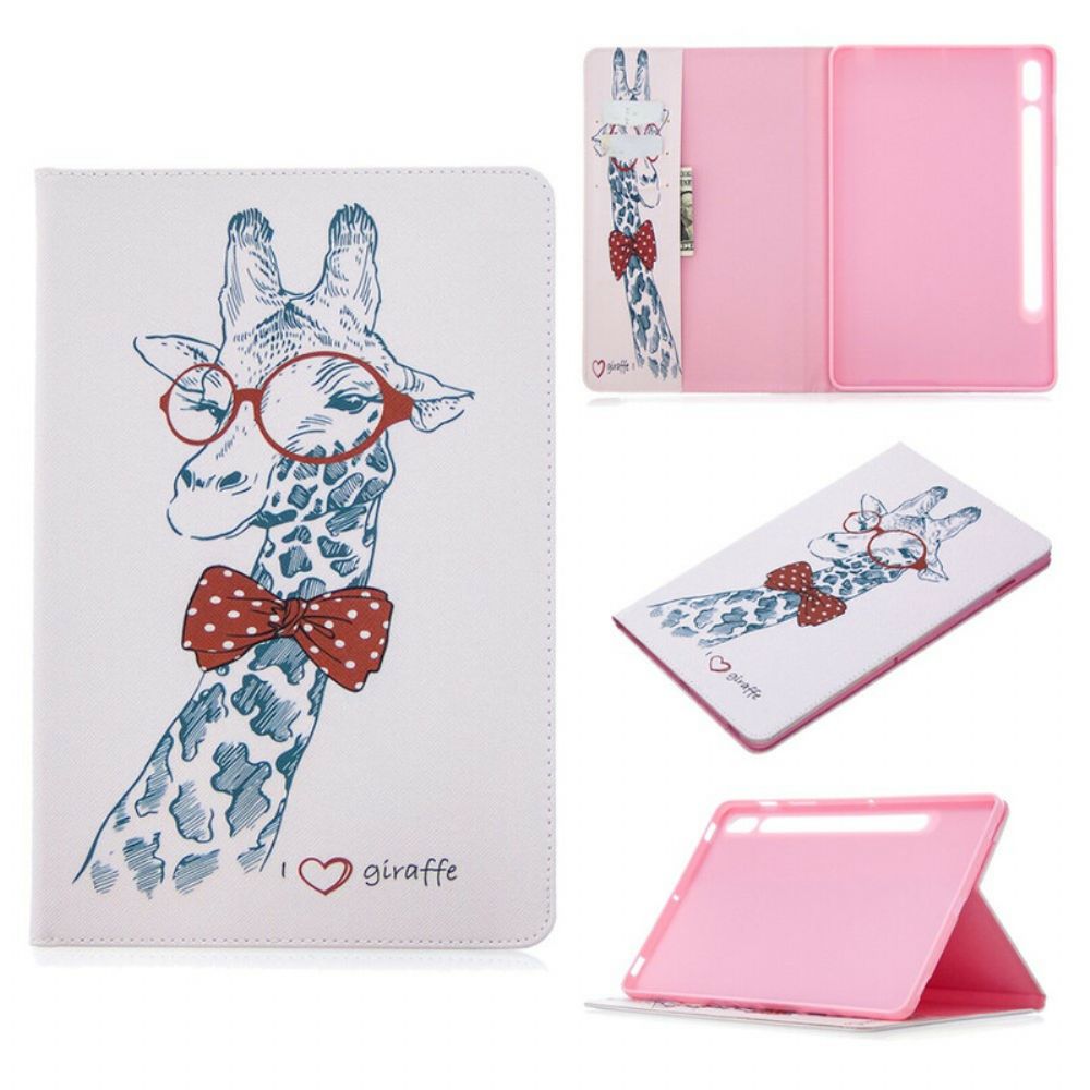 Flip Case Für Samsung Galaxy Tab S7 / Tab S8 Giraffen-druckdesign