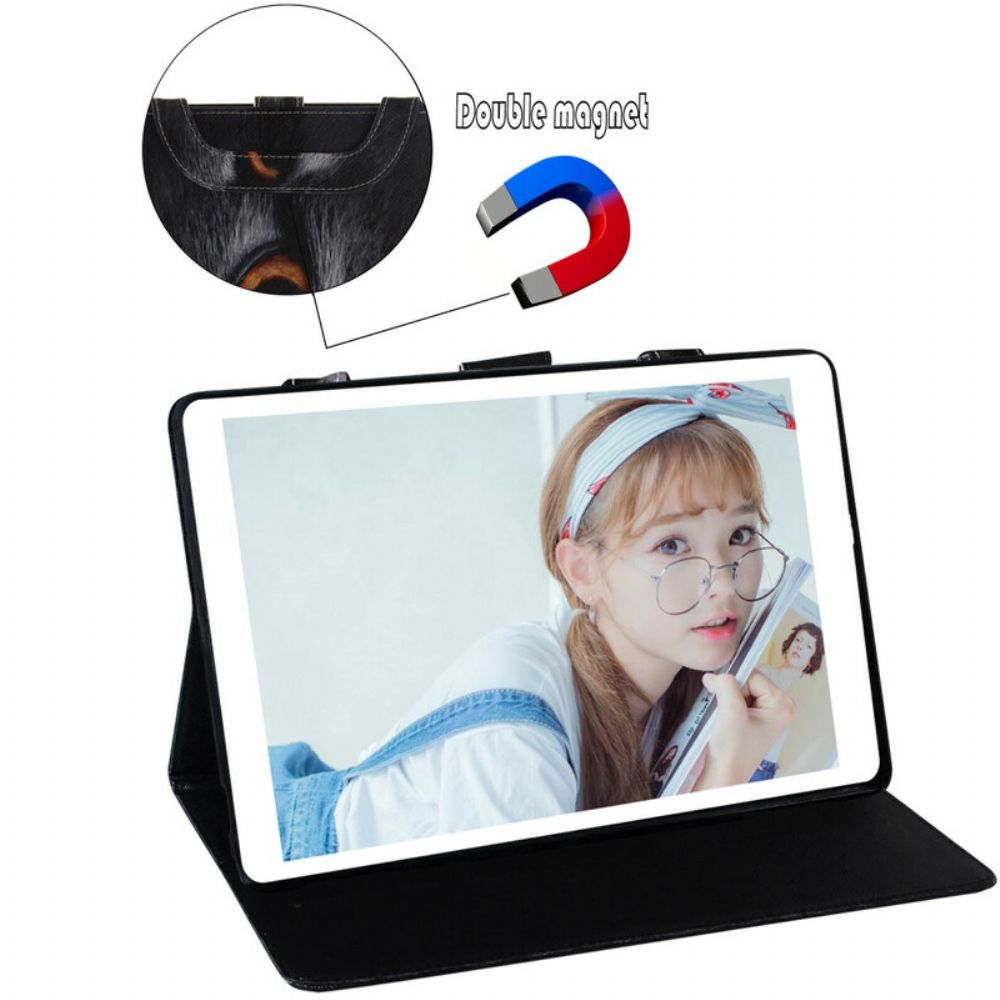 Flip Case Für Samsung Galaxy Tab S7 / Tab S8 Katze Mit Henkel