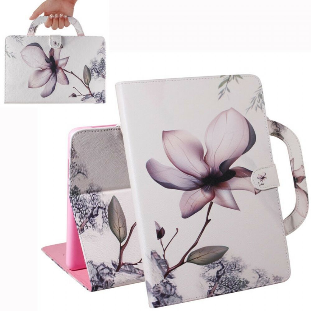Flip Case Für Samsung Galaxy Tab S7 / Tab S8 Vintage Blume Mit Henkel