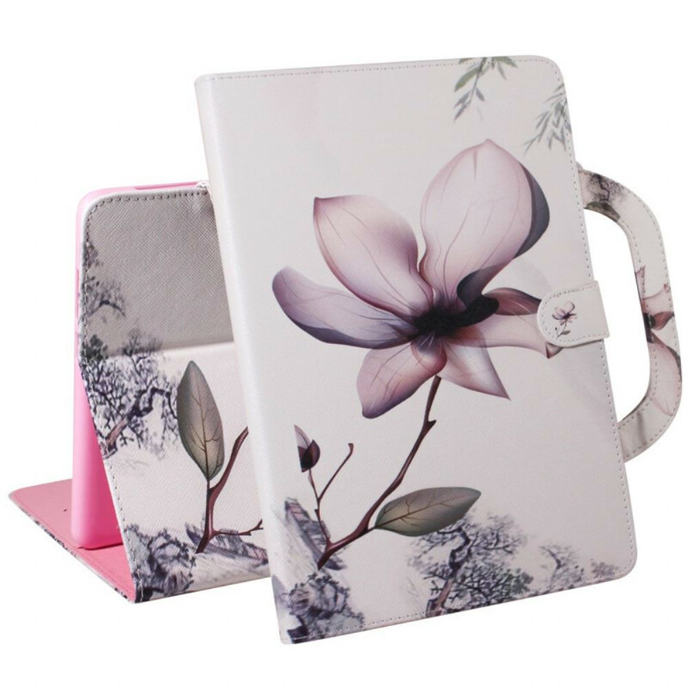 Flip Case Für Samsung Galaxy Tab S7 / Tab S8 Vintage Blume Mit Henkel