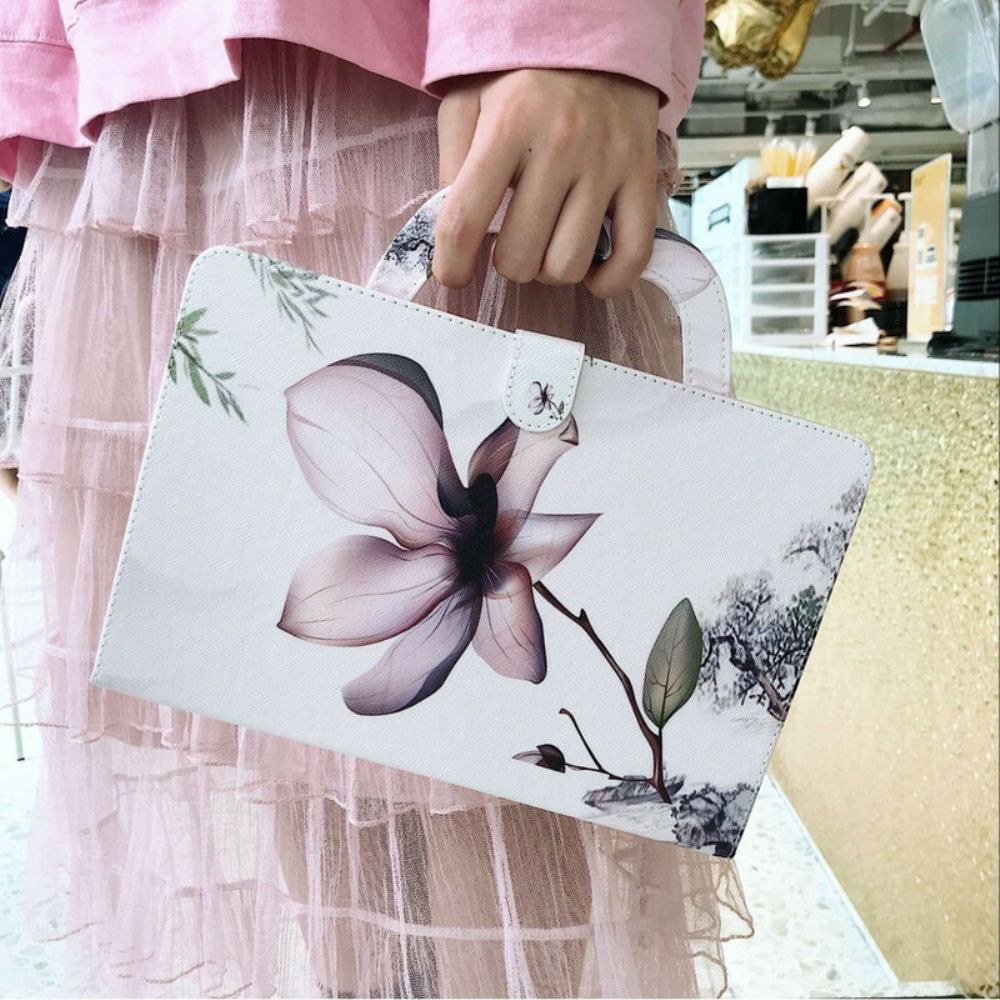 Flip Case Für Samsung Galaxy Tab S7 / Tab S8 Vintage Blume Mit Henkel