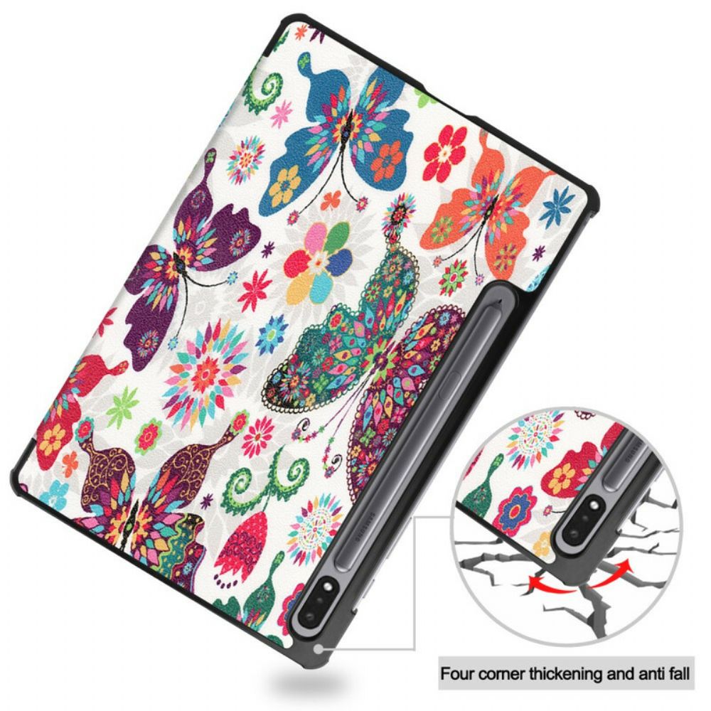 Schutzhülle Für Samsung Galaxy Tab S7 / Tab S8 Vintage Blumen-stifthalter