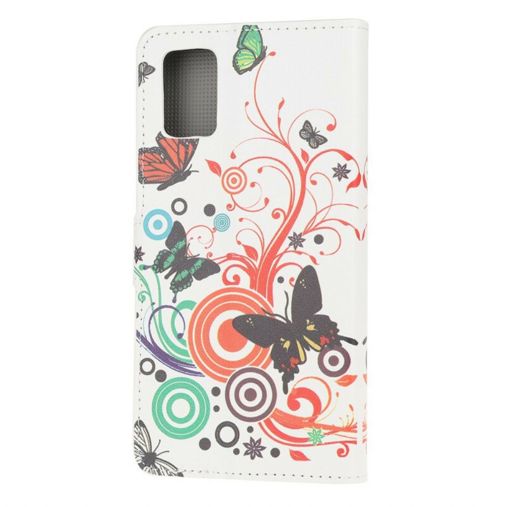 Flip Case Für Samsung Galaxy A51 Schmetterlinge Und Blumen