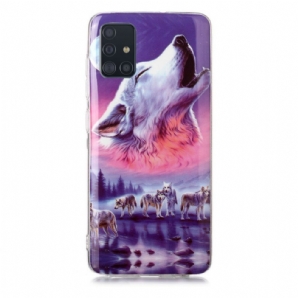 Handyhülle Für Samsung Galaxy A51 Fluoreszierende Wolf-serie
