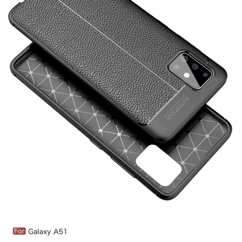 Hülle Für Samsung Galaxy A51 Doppellinie Litschi-leder-effekt