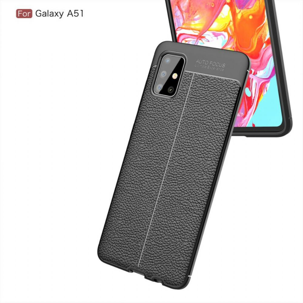 Hülle Für Samsung Galaxy A51 Doppellinie Litschi-leder-effekt