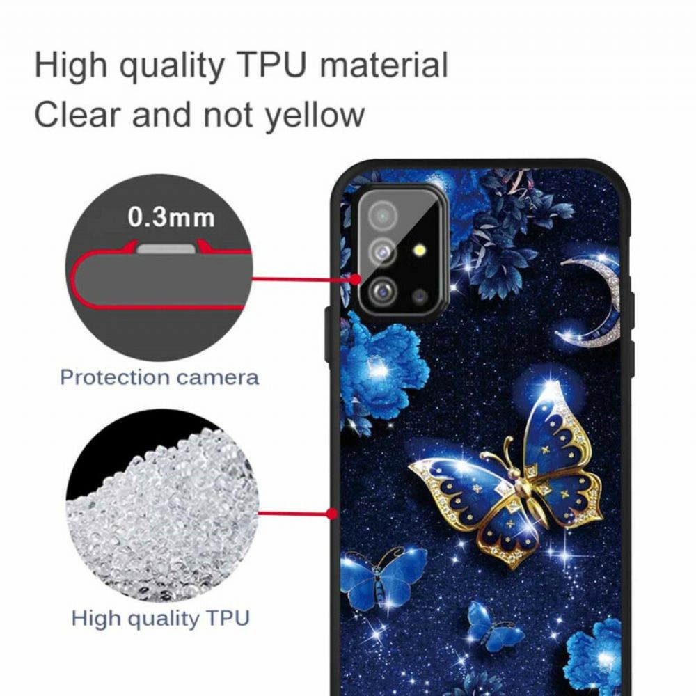 Hülle Für Samsung Galaxy A51 Goldener Schmetterling