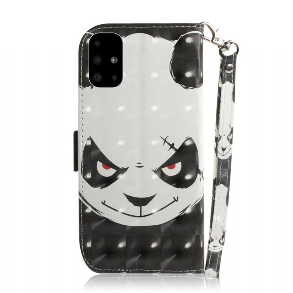 Lederhüllen Für Samsung Galaxy A51 Mit Kordel Wütender Panda Mit Riemen