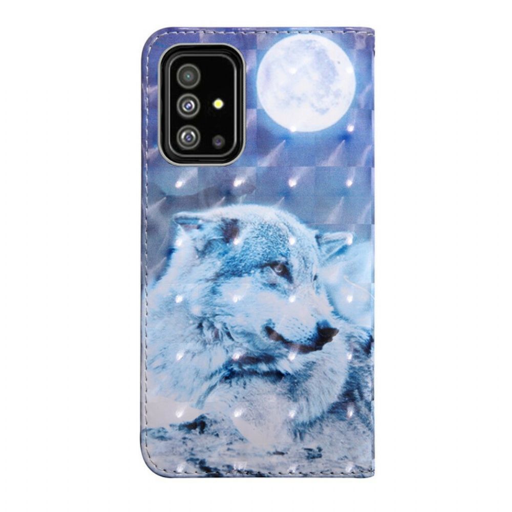 Lederhüllen Für Samsung Galaxy A51 Mondscheinwolf