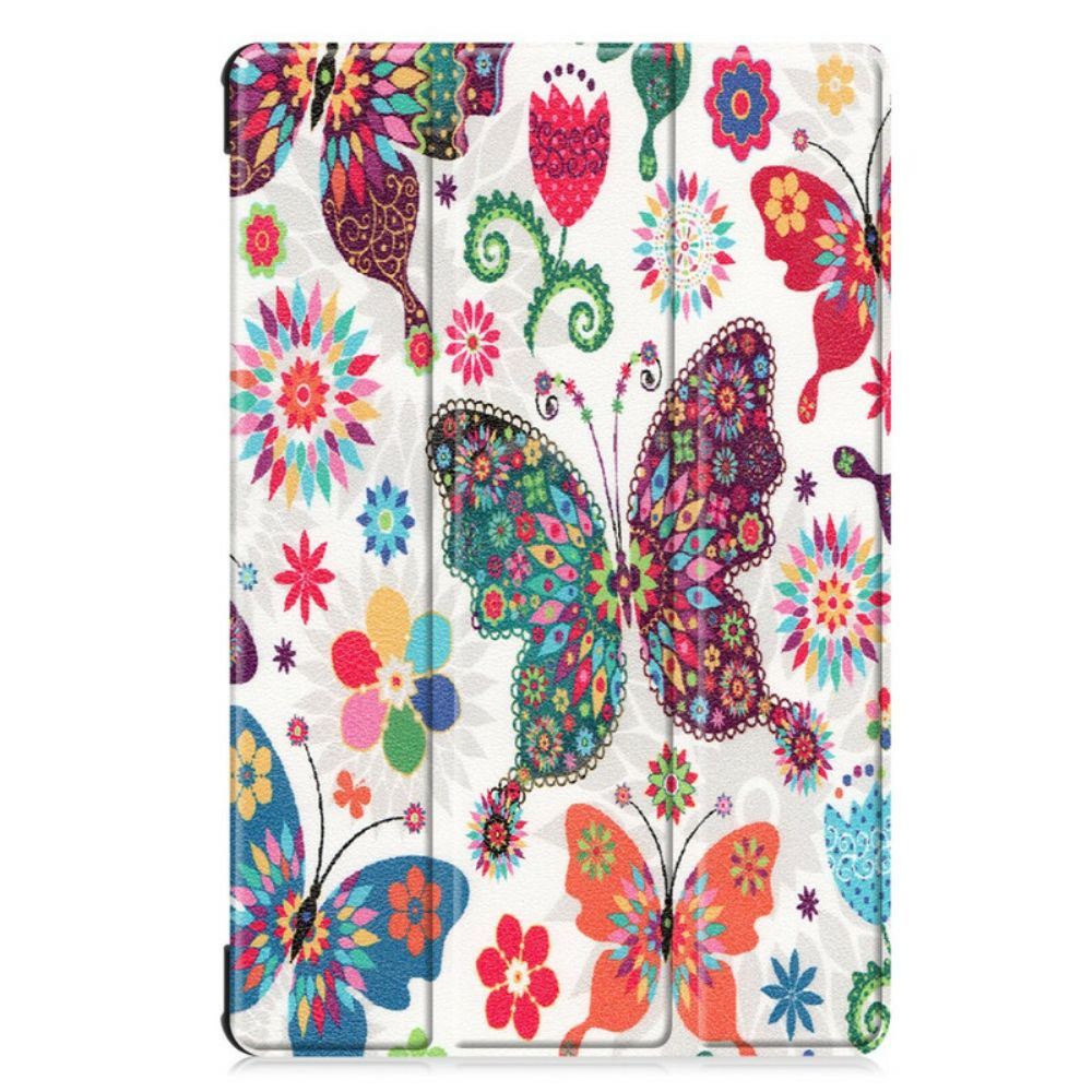 Schutzhülle Für Samsung Galaxy Tab S6 Retro Schmetterlinge Und Blumen