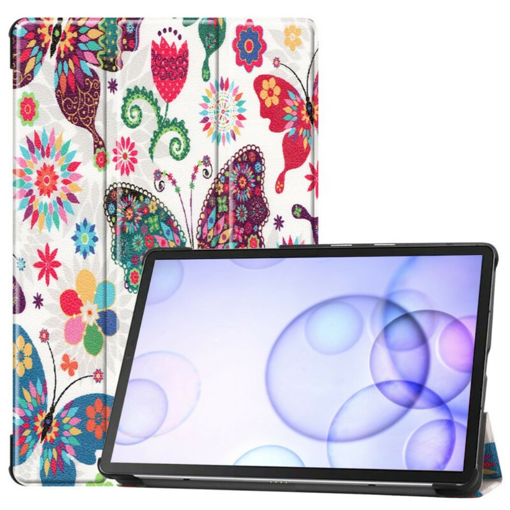 Schutzhülle Für Samsung Galaxy Tab S6 Retro Schmetterlinge Und Blumen