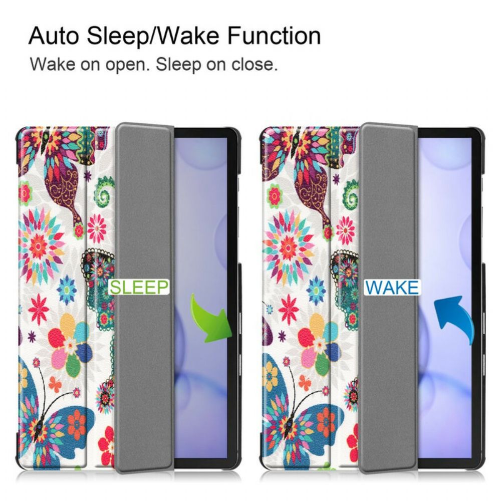 Schutzhülle Für Samsung Galaxy Tab S6 Retro Schmetterlinge Und Blumen