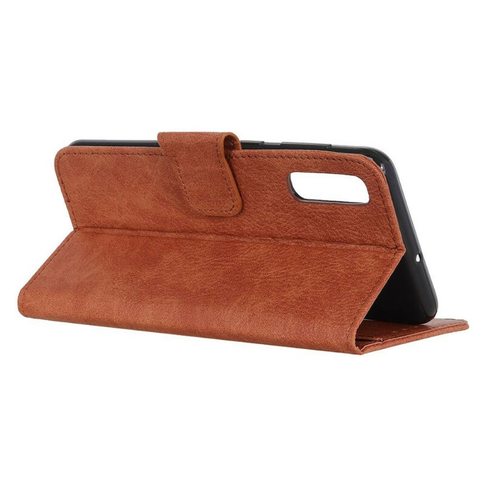 Flip Case Für Sony Xperia 10 II Kunstleder Litschi Business