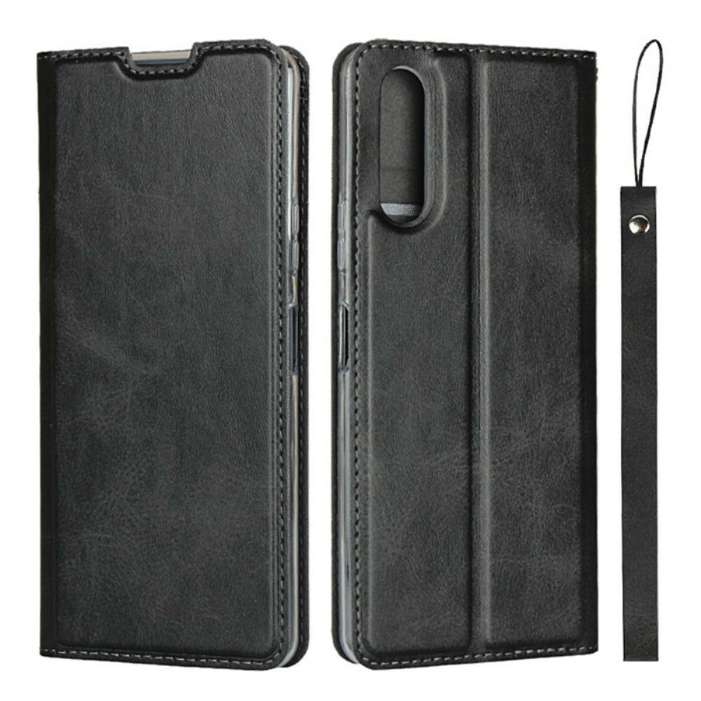 Schutzhülle Für Sony Xperia 10 II Flip Case Kunstleder Mit Riemen